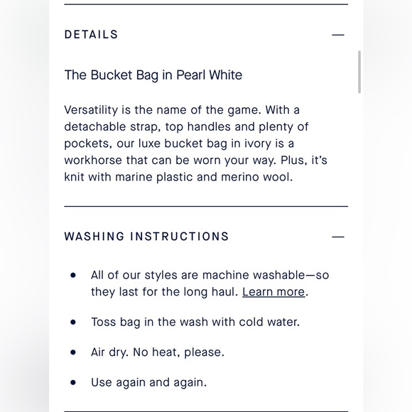 Rothy’s The Bucket Bag Pearl Merino Rare - Picture 7 of 13